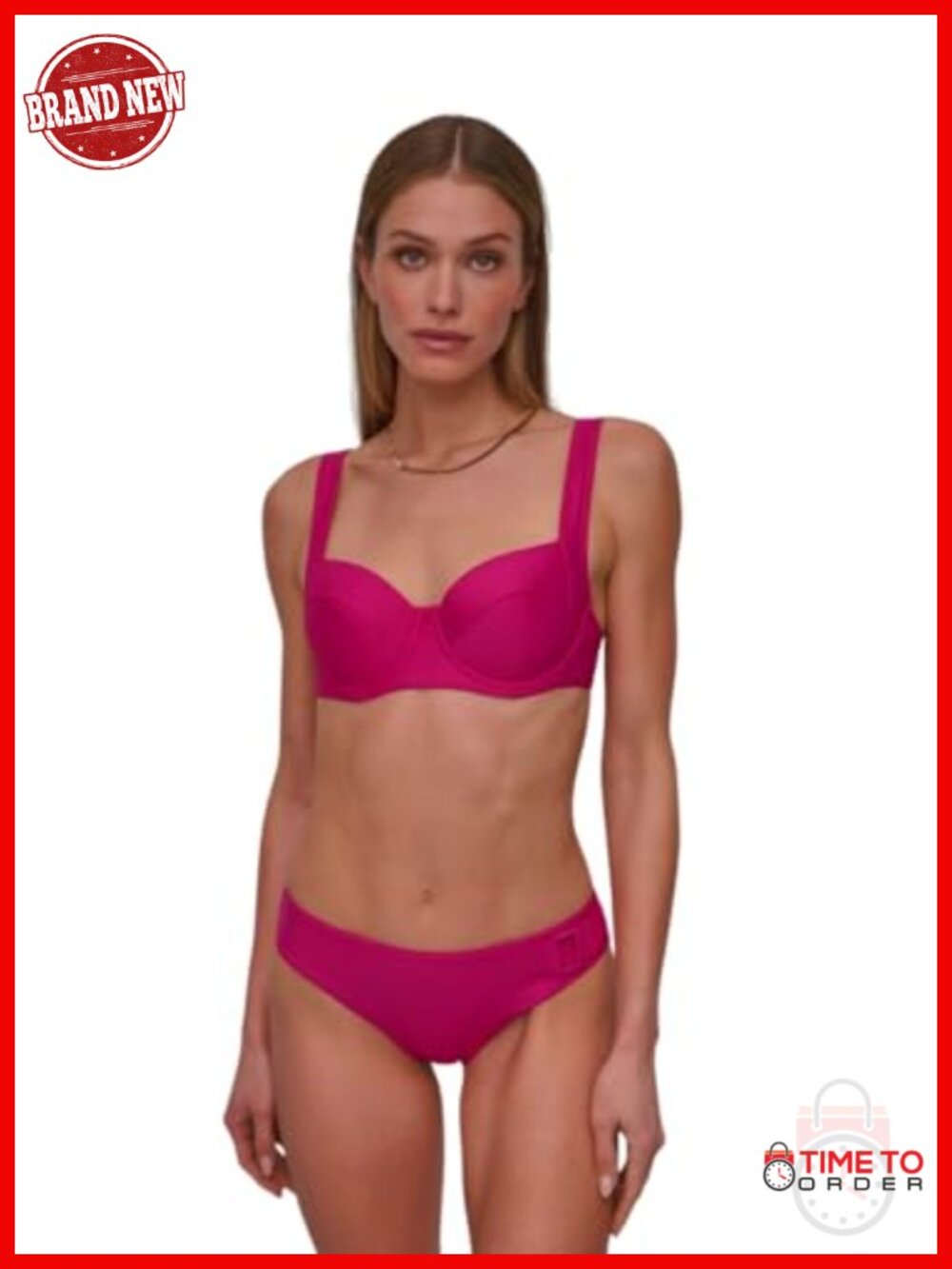 Women's Molded Bra Bikini Set with Low Rise Ring Detail Bottom